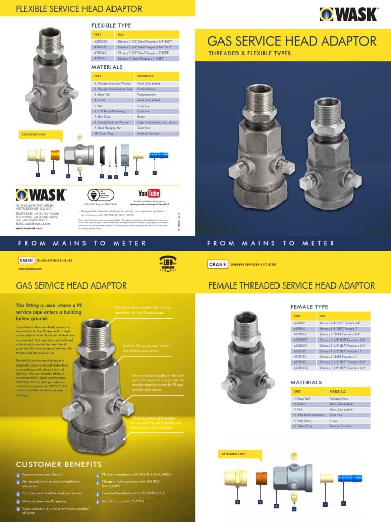 Gas Service Head Adaptor Flexible Type Download Free PDF Pipe