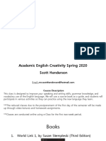 Week 1 Intro Creativity Spring 2020