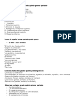 Temas de Matemáticas Grado Quinto Primer Periodo