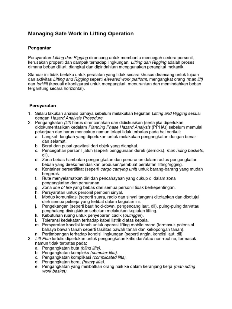 Lifting Operation Procedure PDF