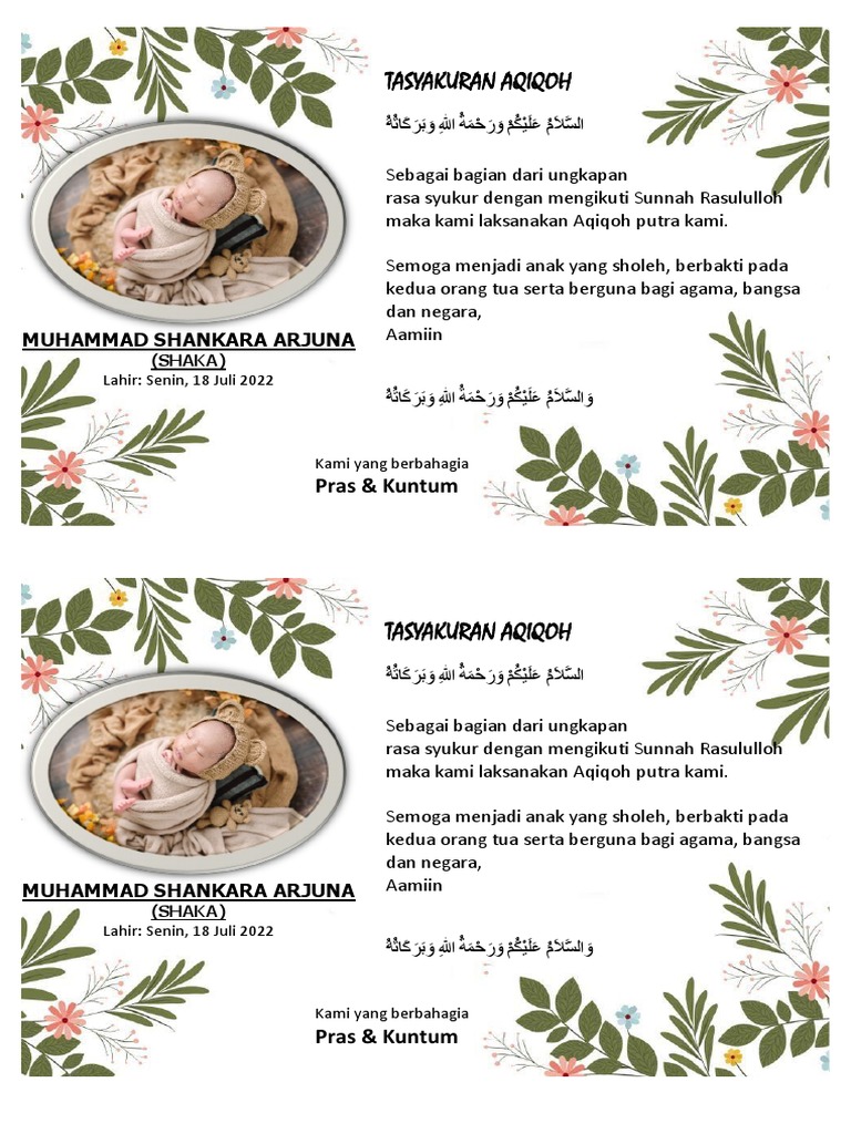 Kartu Ucapan Aqiqah | PDF