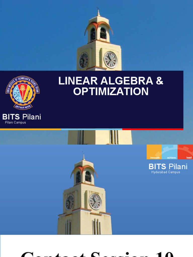 Linear Algebra & Optimization: BITS Pilani | PDF | Mathematical ...