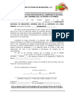 CARTA RESPONSIVA NACIONAL U15 San Luis Potosí