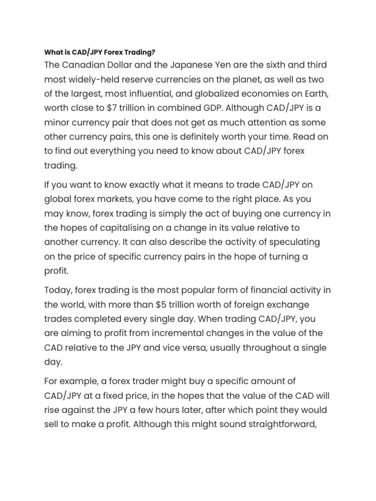 What Is Cad Jpy | PDF | Foreign Exchange Market | Japanese Yen