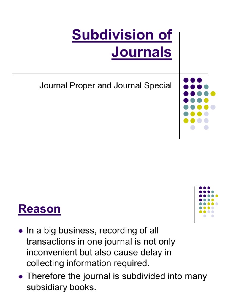 Subdivision of Journals | PDF | Bookkeeping | Debits And Credits