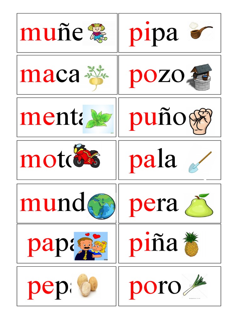 Palabras con P y M para Niños | PDF