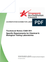 Technical Notes C&B 001: Specific Requirements For Chemical & Biological Testing Laboratories