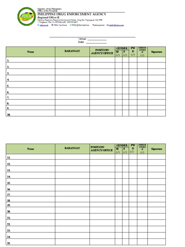 Attendance Sheets For CBAIDA | PDF