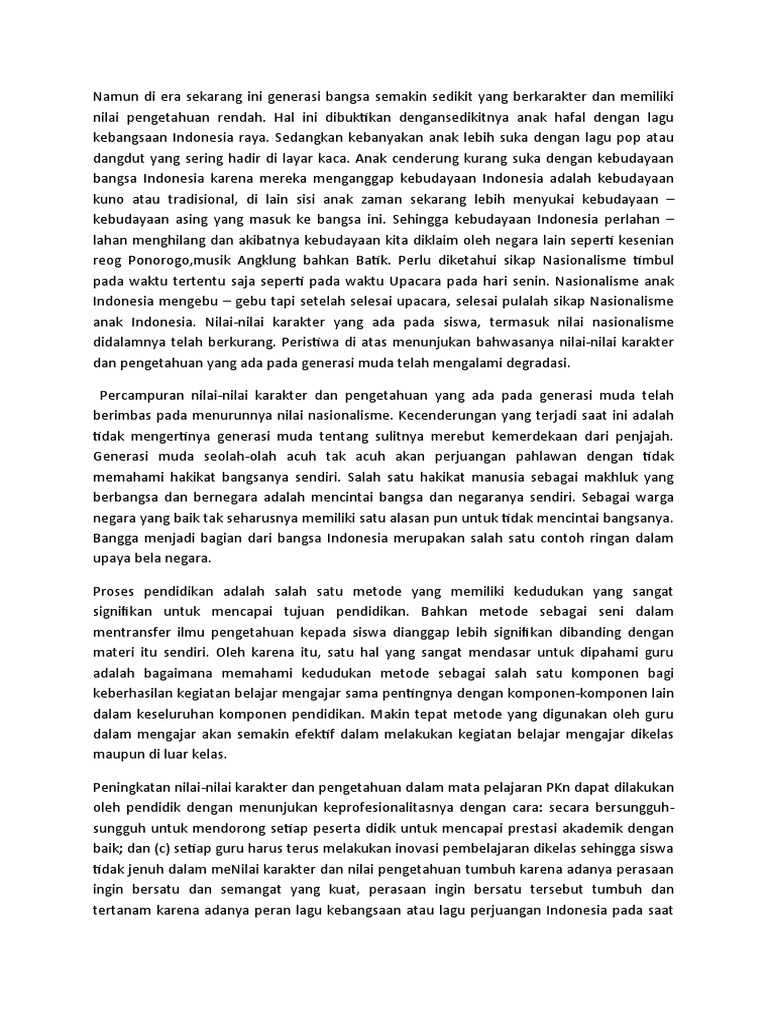 Menumbuhkan Karakter Nasionalisme | PDF