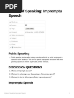 Modes of Speaking: Impromptu Speech