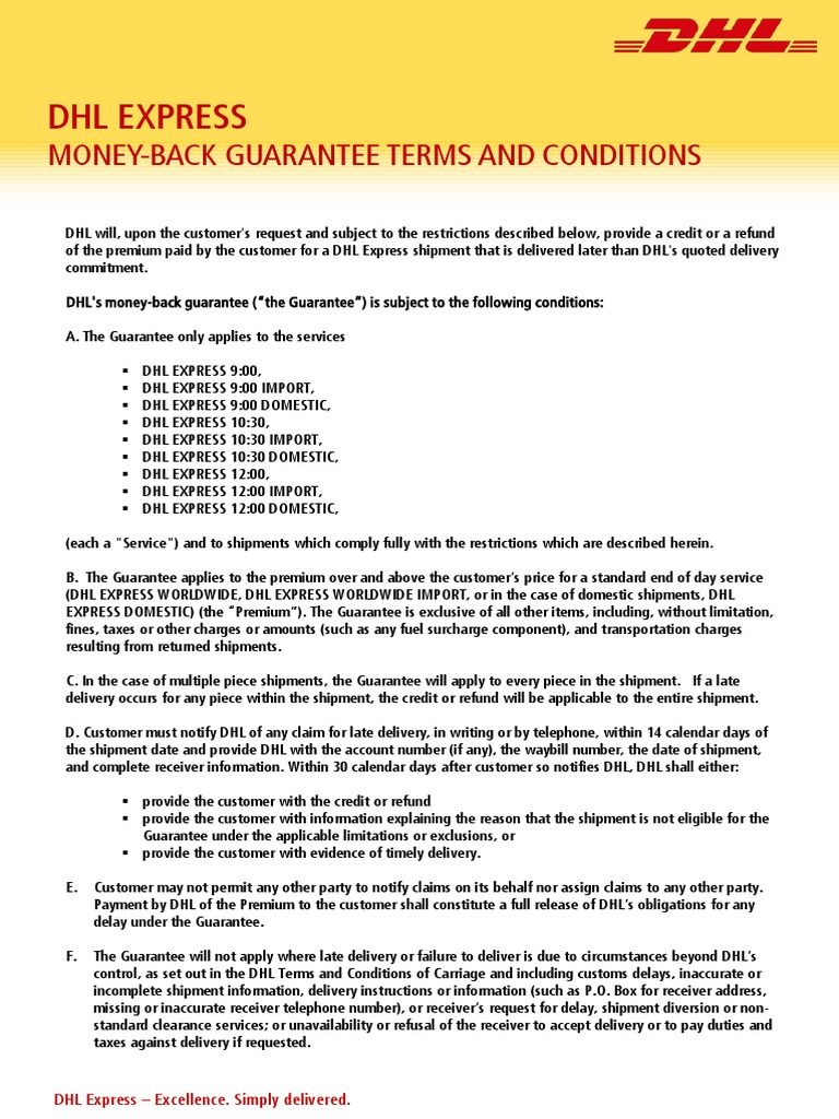 Money Back Guarantee Terms and Conditions en PDF Guarantee Insurance
