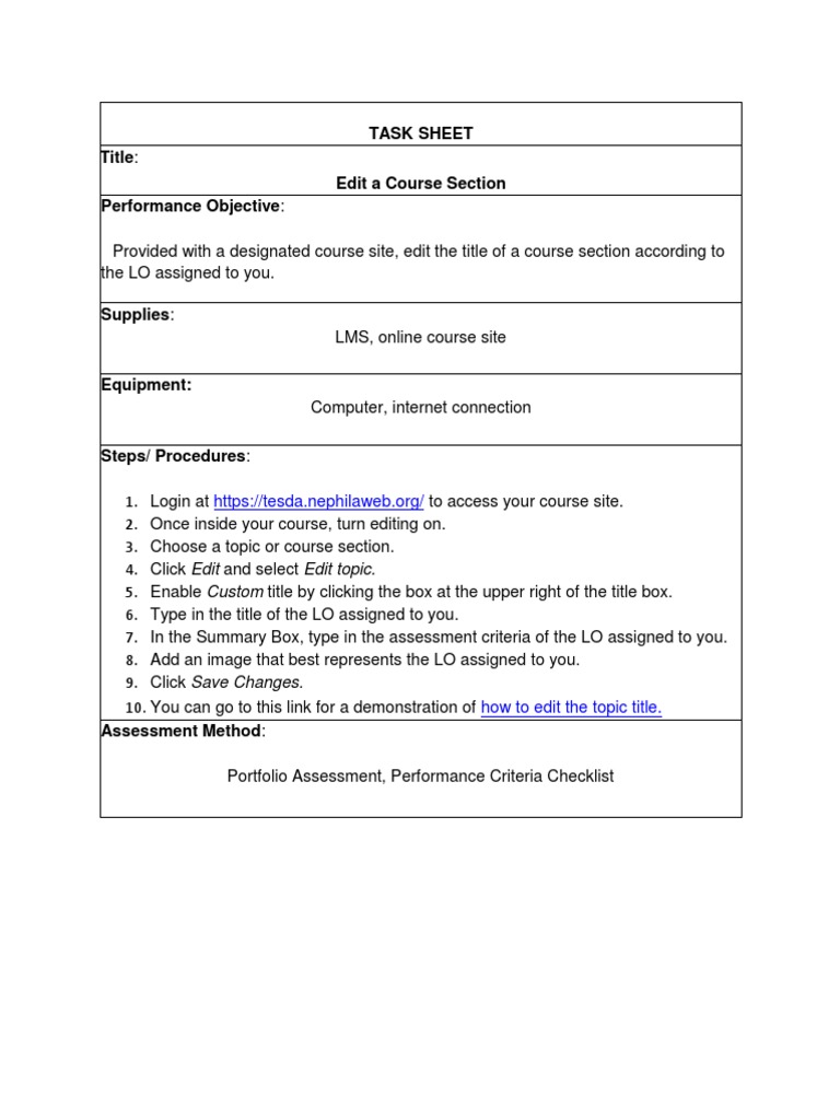 Edit Course Section Instructions | PDF