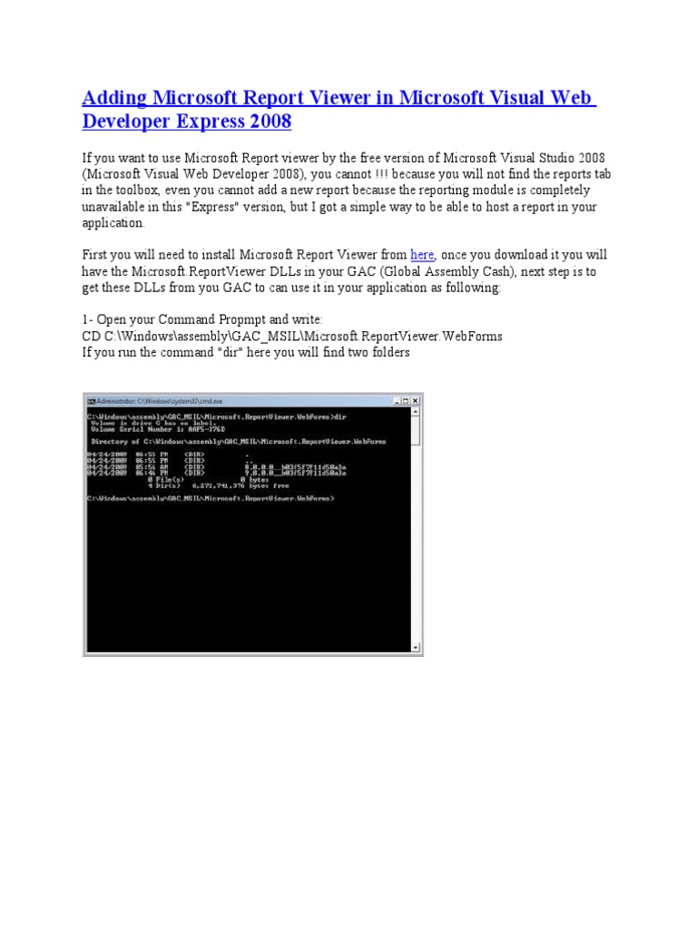 Adding Report Viewer to Visual Web Dev 2008 | PDF