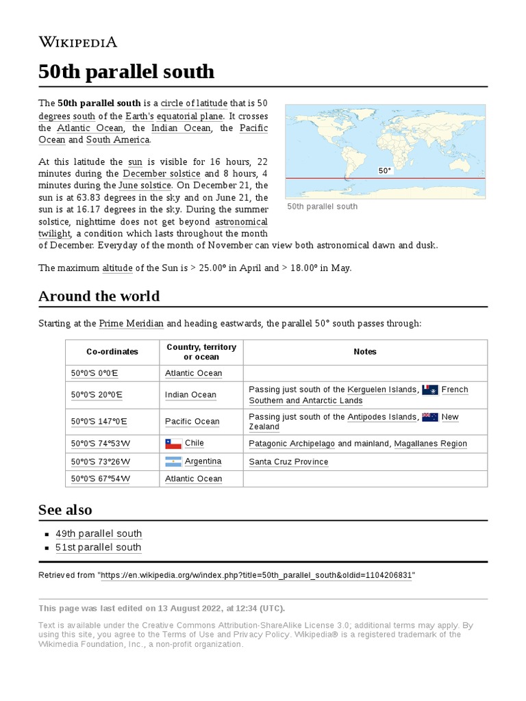 Overview of the 50th Parallel South | PDF