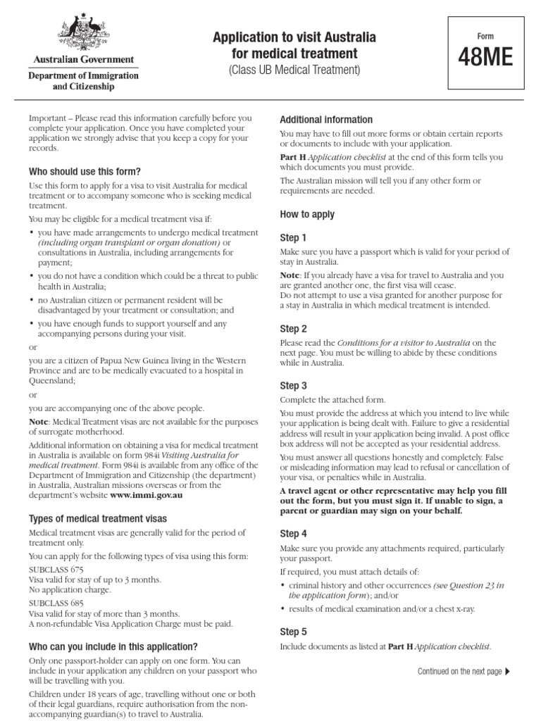 Application To Visit Australia For Medical Treatment | PDF | Travel ...