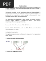 Factorisation: Methods of Factorization