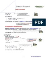 Systemes D Equations Cours de Maths 3eme