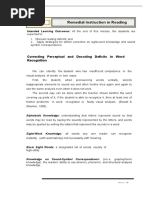 Remedial Instruction in Reading: Correcting Perceptual and Decoding Deficits in Word Recognition