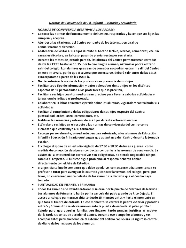 Normas de Convivencia en Primaria | PDF | Educación primaria