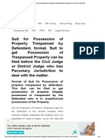 Suit To Get Possession of Property Trespassed - Format of Plaint As Per CPC in Ms Word
