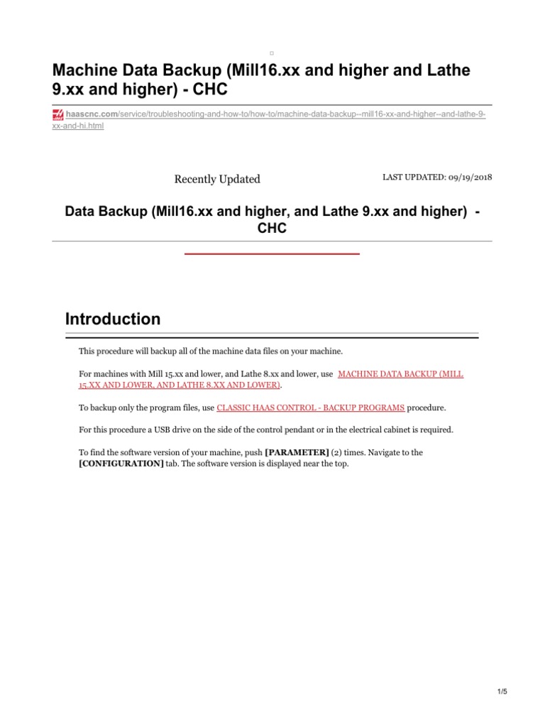 CHC Machine Data Backup Guide | PDF | Backup | Computer File