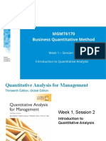 MGMT6170 Business Quantitative Method: Week 1 - Session 2 Introduction To Quantitative Analysis