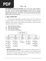 Unit - Iii: 1. SQL Commands