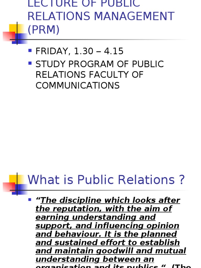 Public Relations Management Overview | PDF | Public Relations | Reputation