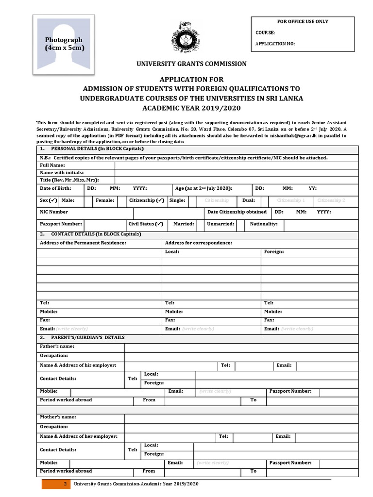 Sri Lanka Aplication Form | PDF | Birth Certificate | Travel Visa