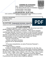 Atividades do 5o ano com interpretação de texto e exercícios de matemática, história, arte e educação física