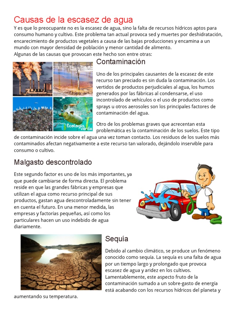 Causas de La Escasez de Agua | PDF | Agua | Contaminación