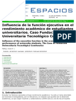 Pérez, K. Influencia de la función ejecutiva en el rendimiento académico de estudiantes universitarios. Caso Fundación Universitária Tecnológico Comfenalco.