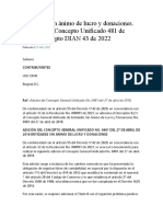 Entidades Sin Ánimo de Lucro y Donaciones. Adición Del Concepto Unificado 481 de 2018. Concepto DIAN 43 de 2022