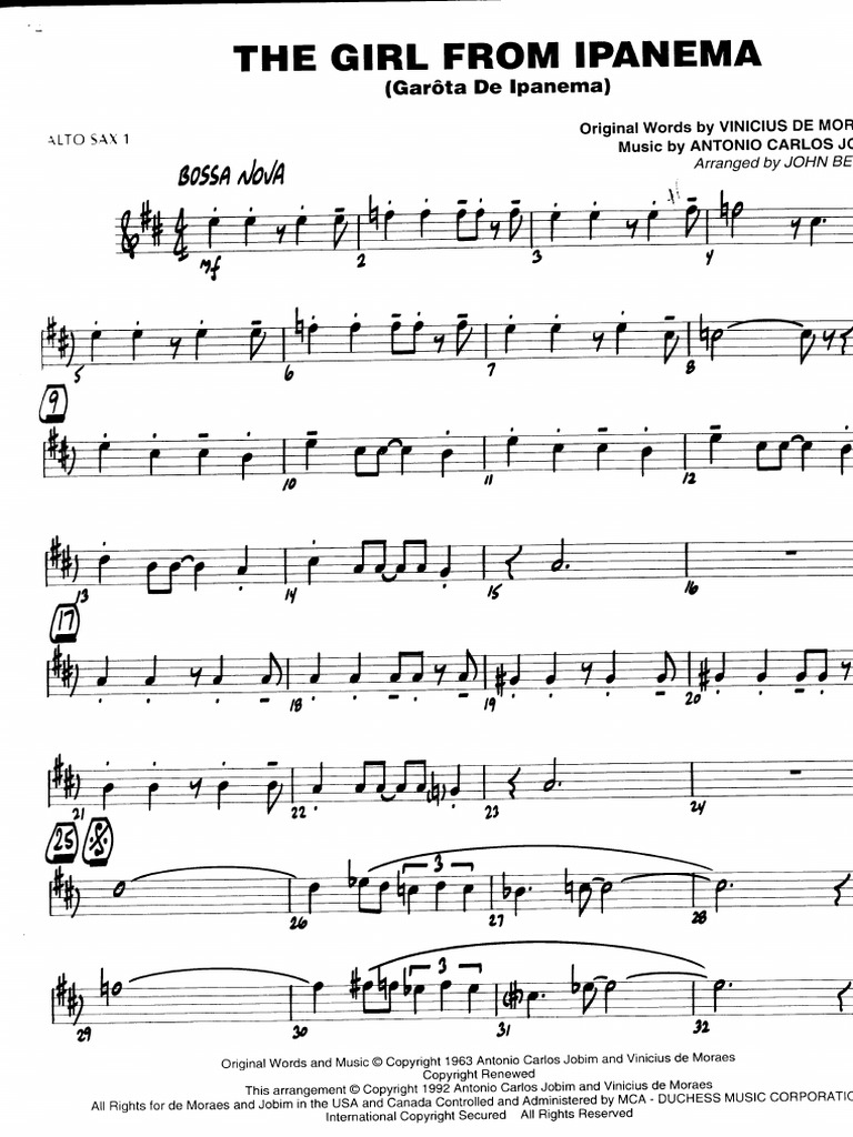 The Girl from IpanemaSaxophone Alto 1 PDF