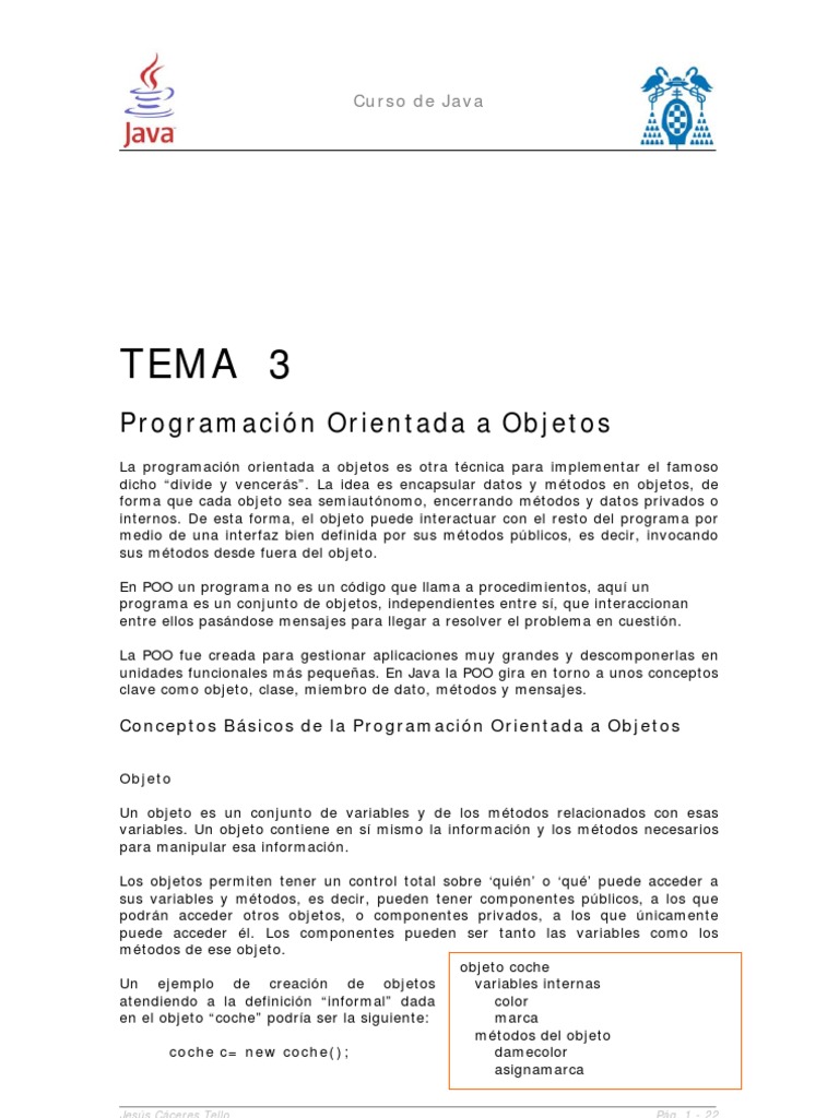Cursojava 3 | PDF | Objeto (informática) | Java (lenguaje de programación)