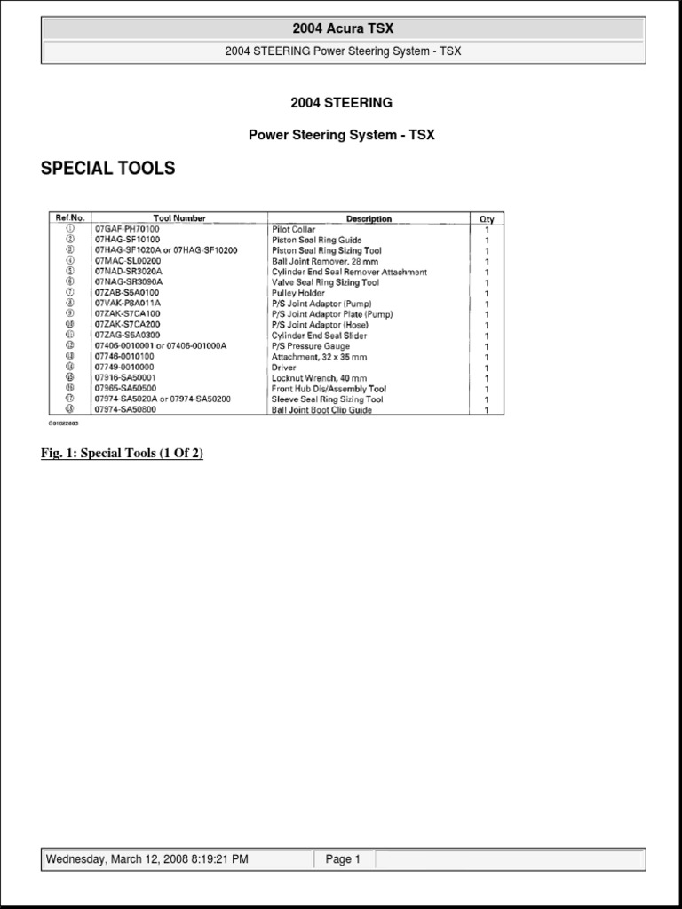 2004 Acura TSX Power Steering Troubleshooting Guide PDF Pump Valve