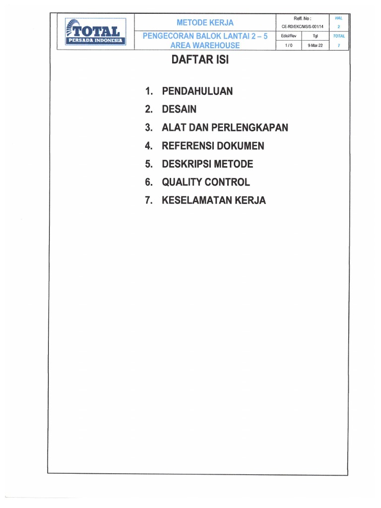 Metode Kerja Pengecoran Balok | PDF