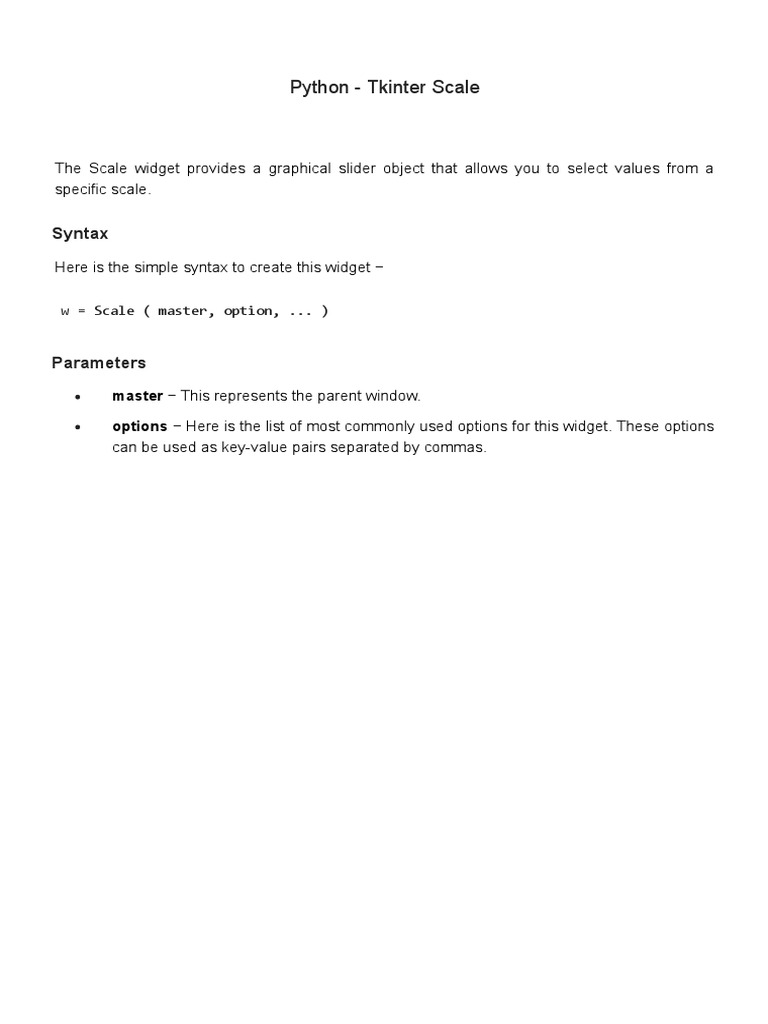 Python - Tkinter Scale | PDF | Parameter (Computer Programming ...