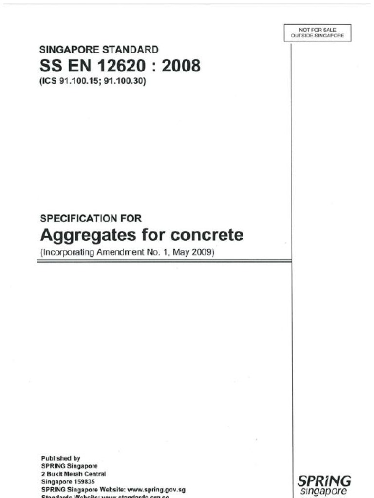 Ss en 12620 2008 Specification For Aggregates For Concrete PDF Free | PDF