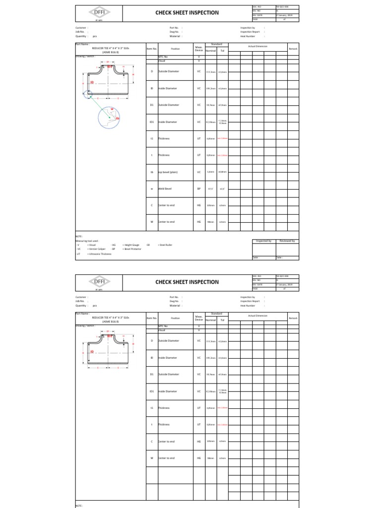 Check Sheet Inspection: Pt. Dffi | PDF | Mechanical Engineering