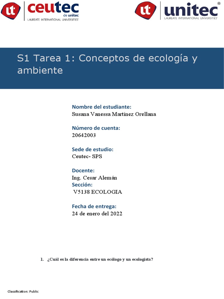 S1 Tarea 1 Conceptos de Ecología y Ambiente | PDF | Ecología ...