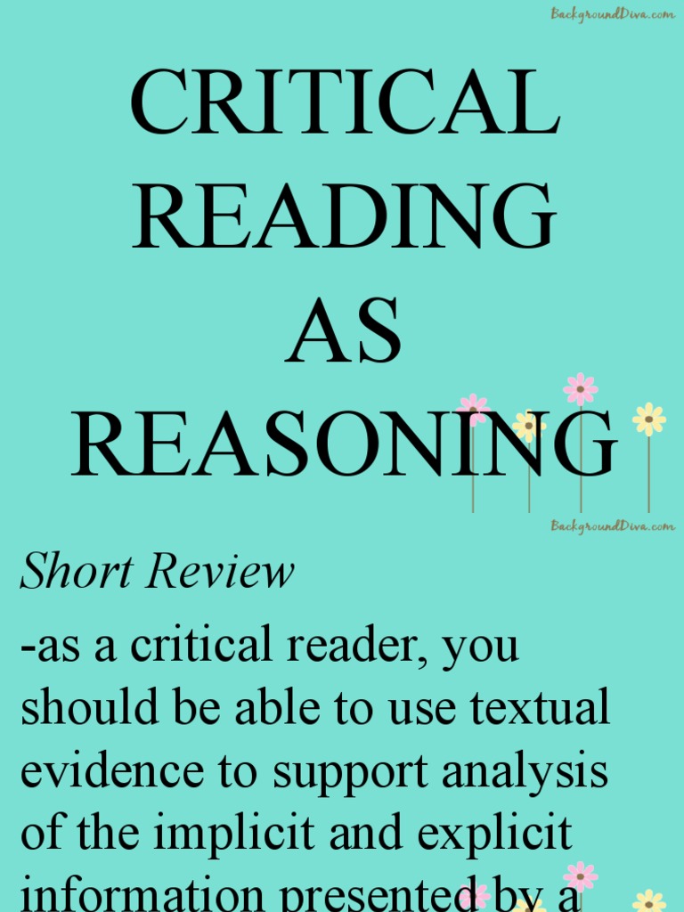 Critical Reading AS Reasoning PDF Verb Reason