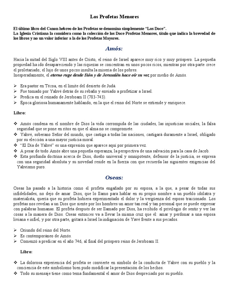 Los Doce Profetas Menores en la Biblia | PDF | Libro de Zacarías ...