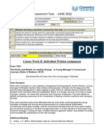 Assessment Task - JUNE 2022: Course Work II: Individual Written Assignment