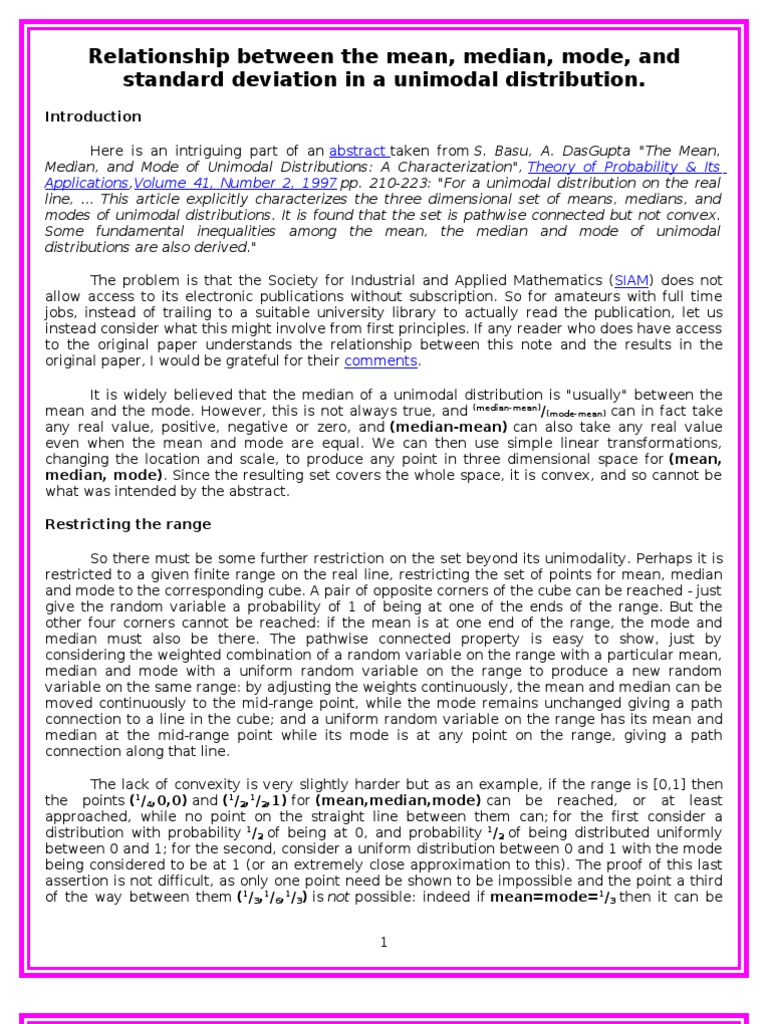 Relationship of Mean Median Mode | PDF | Mode (Statistics) | Median