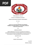 Practice of Construction Planning in The Ethiopian Building Construction Industry: A Case Study On Selected Contractors in HAWASSA