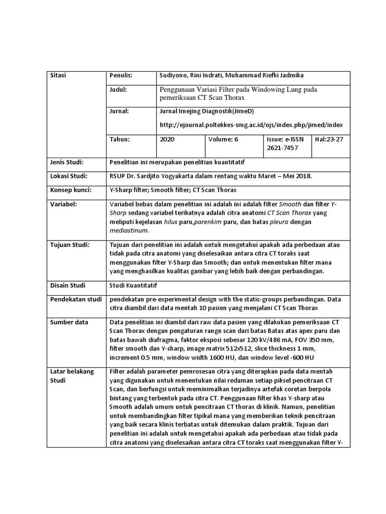 Saodah Fitri - Aj RD TRP - Review Jurnal CT Scan Thorax | PDF | Sains ...