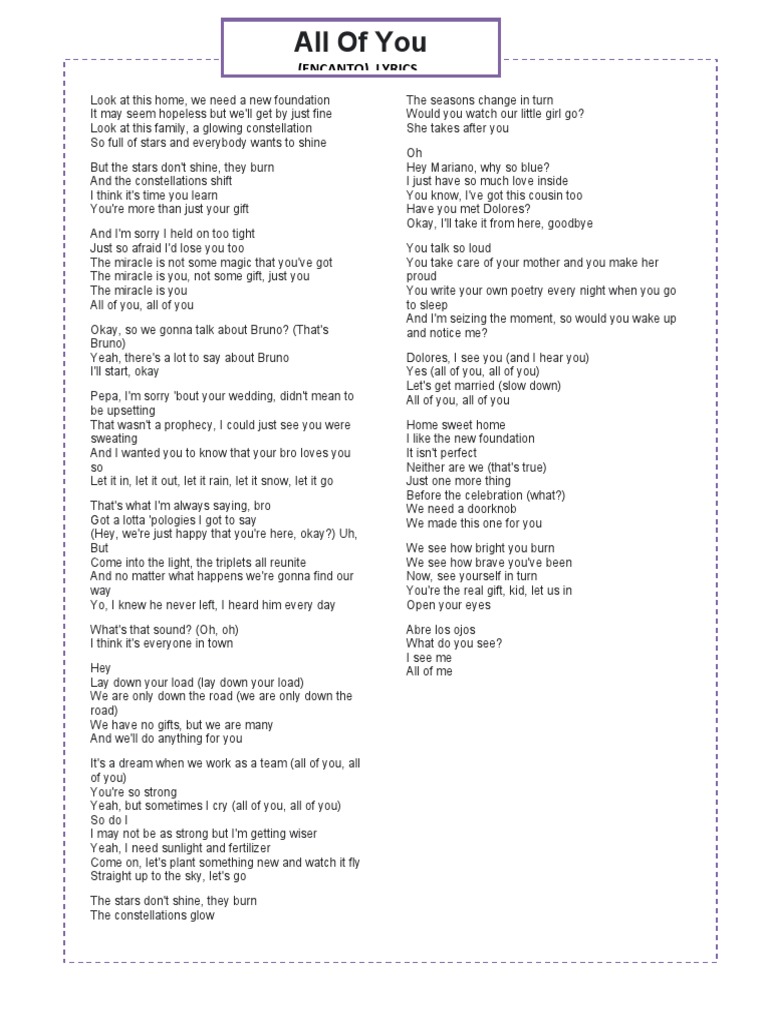 Lyrics All Of You