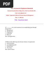 MCQS Question Bank For FY BBA (CA) OB & HRM