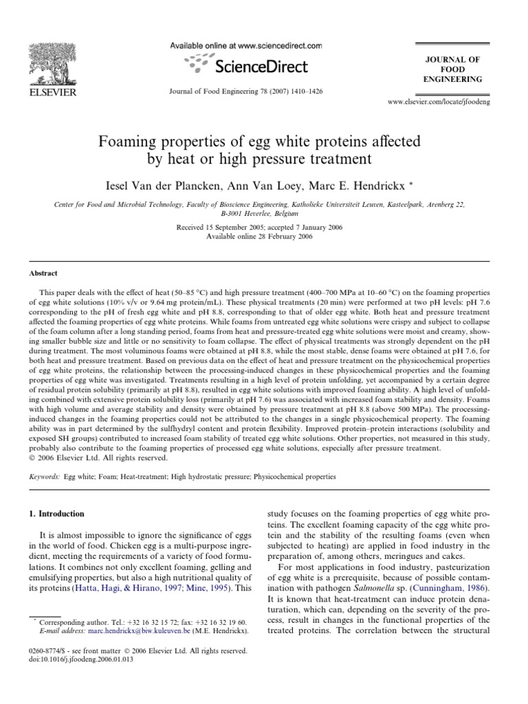Effects of Heat and Pressure on Egg White Foams | PDF | Foam | Egg White